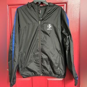 RLX Ralph Lauren Mens L black weatherproof hooded rain windbreaker jacke…